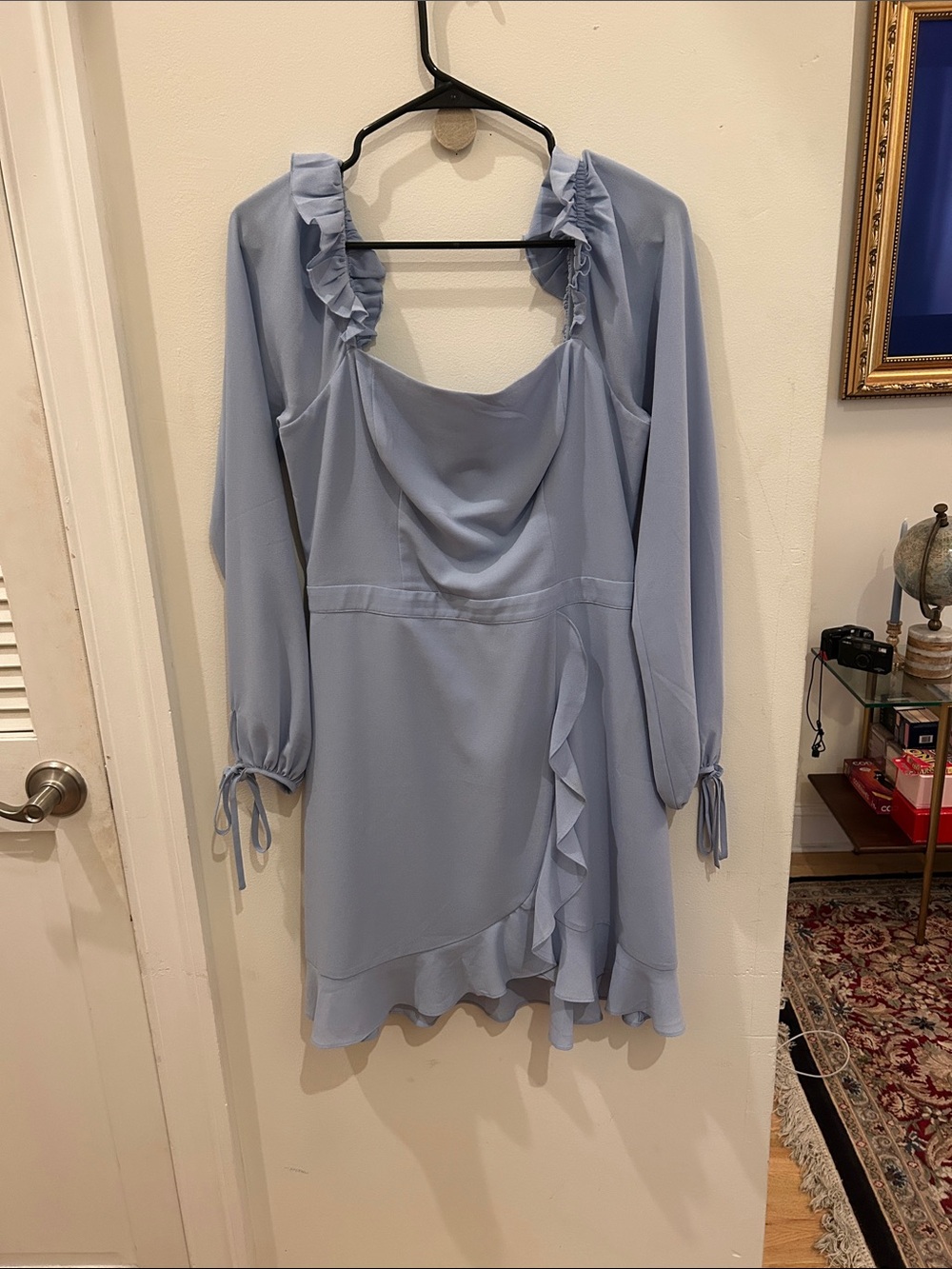 ALI & JAY Light Blue Ruffle-Trim Long Sleeve Dress